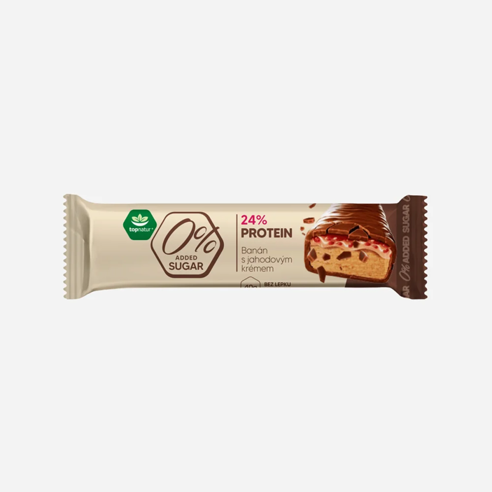 0% SUGAR protein tyčinka - Banán s jahodovým krémem