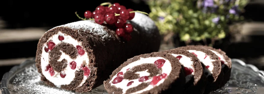 Letní kakaová roláda s rybízem