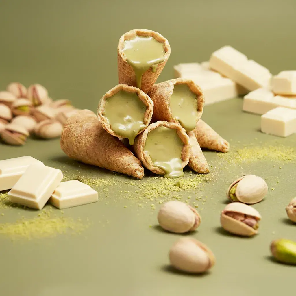 Mini kornoutky pistácie a bílá čokoláda