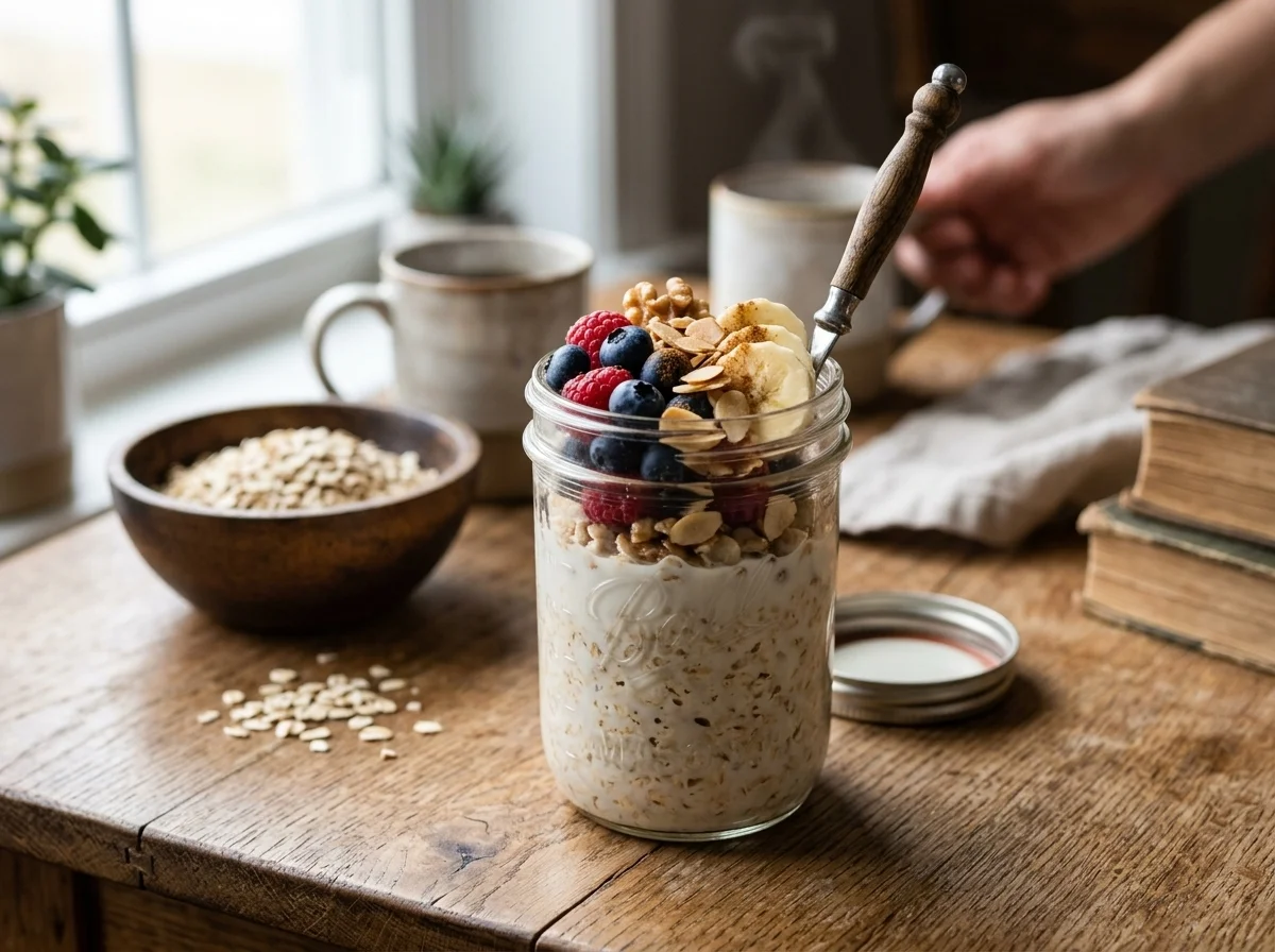 overnight oats v nádobě