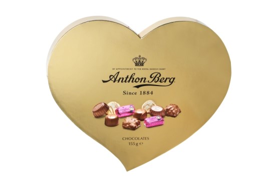 Anthon Berg Luxusní bonboniéra ve tvaru srdce zlatá 155g expirace