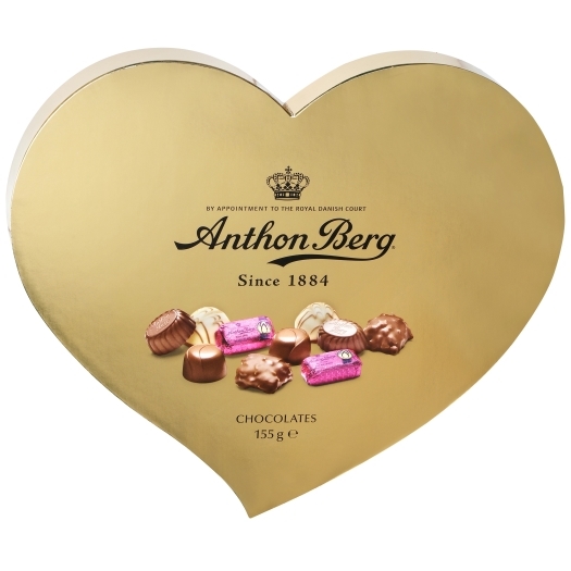 Anthon Berg Luxusní bonboniéra ve tvaru srdce zlatá 155g expirace
