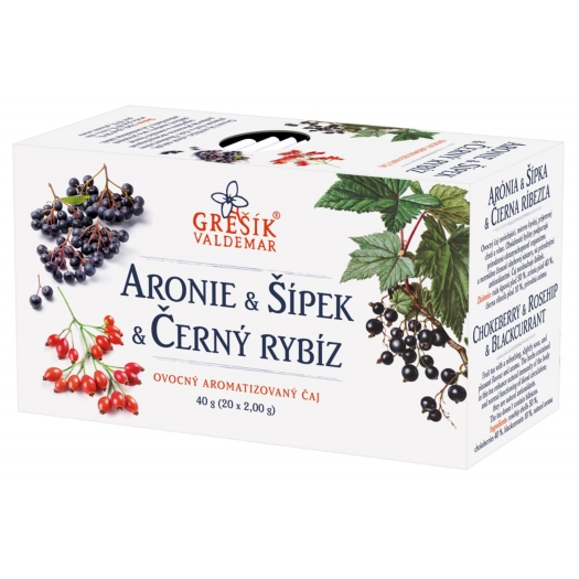 Aronie, šípek a černý rybíz ovocný čaj 20 sáčků