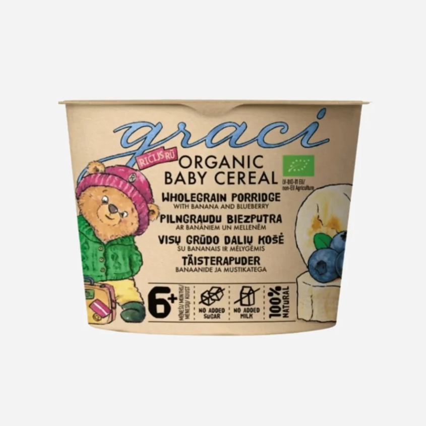 Baby ovesná kaše banán a borůvky 6+