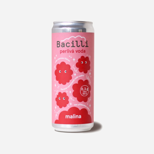 Bacilli Perlivá voda Malinovka BIO 330ml plechovka