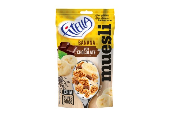 Banánové muesli s čokoládou a chia semínky
