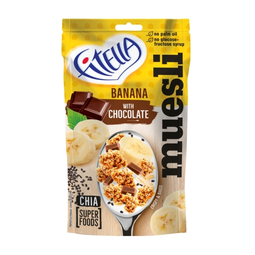 Banánové muesli s čokoládou a chia semínky