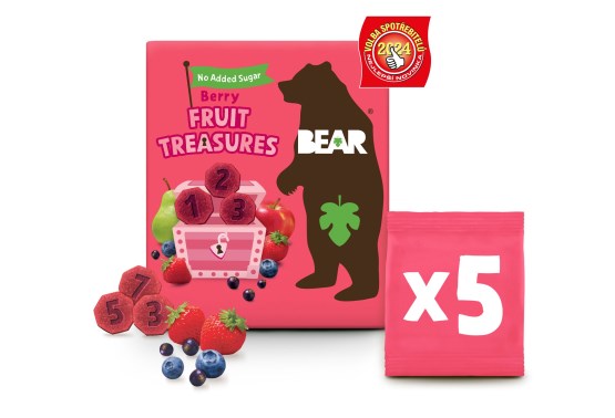Bear Fruit Treasures Berry jahoda a čučoriedka 5x20 g