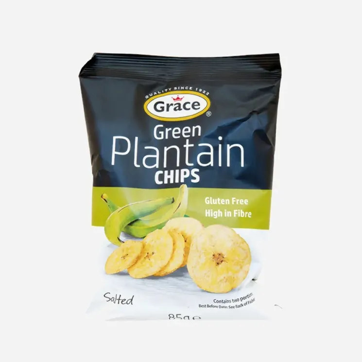 Bezlepkové chipsy ze zelených banánů plantain solené 5 x 85 g