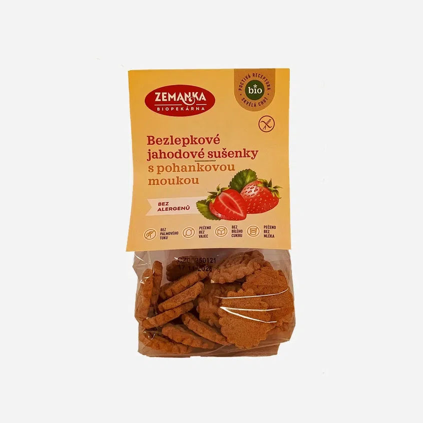 Bezlepkové jahodové sušenky s pohankovou moukou BIO