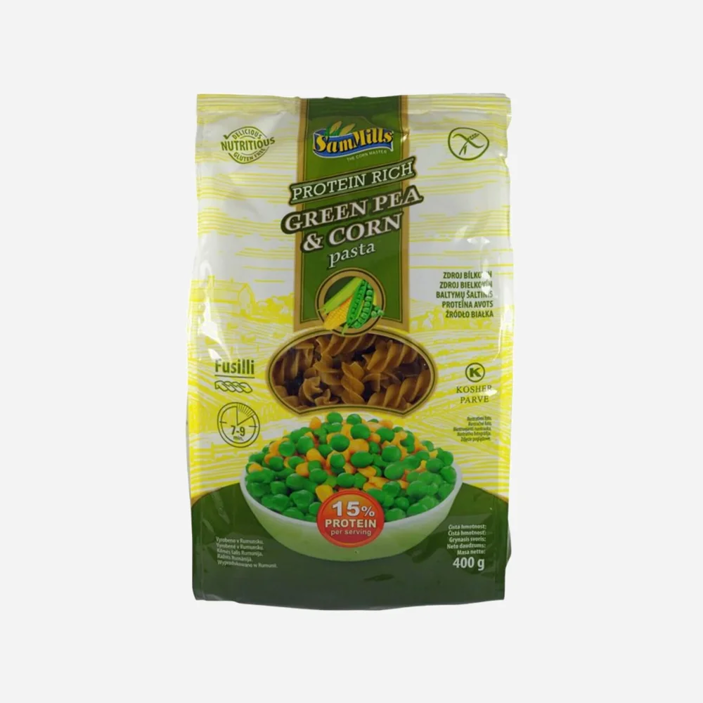Bezlepkové kukuřičné těstoviny - Fusilli ze zeleného hrachu
