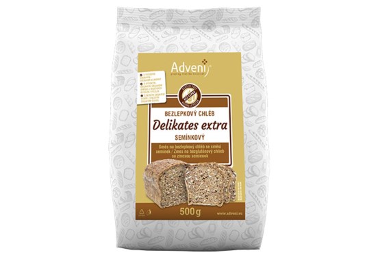 Bezlepkový chlieb Delikates Extra so zmesou semienok