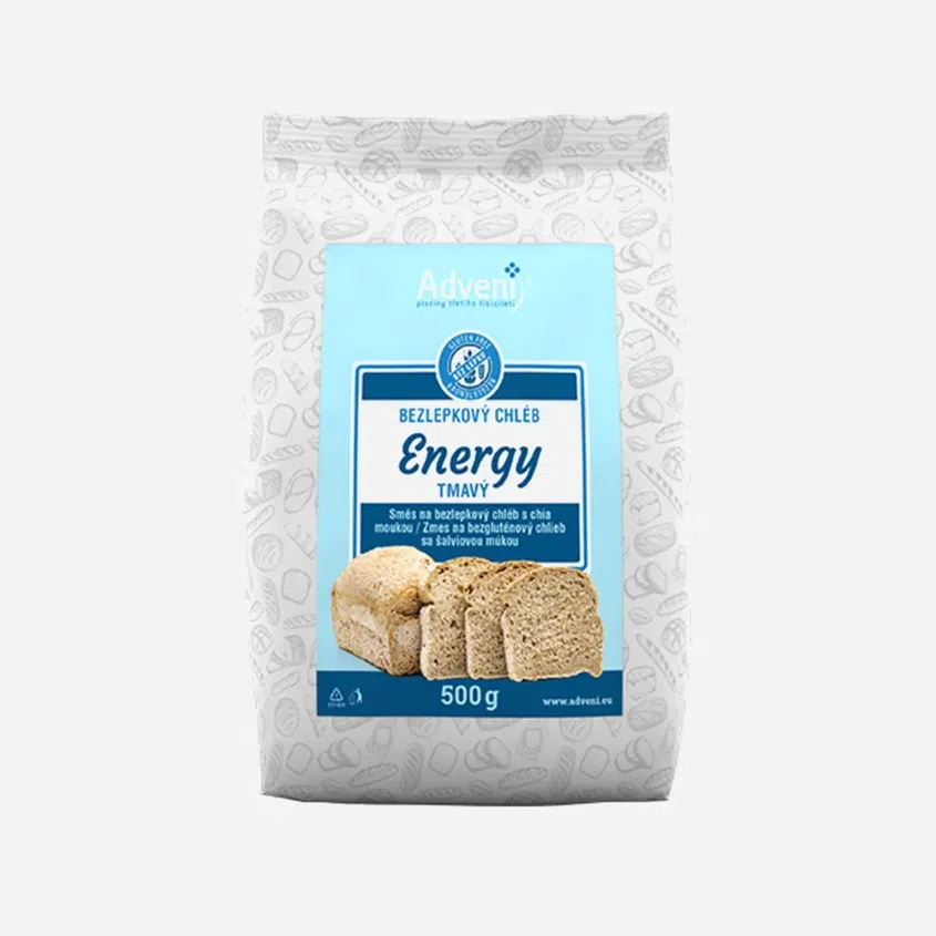 Bezlepkový Energy chléb s chia moukou