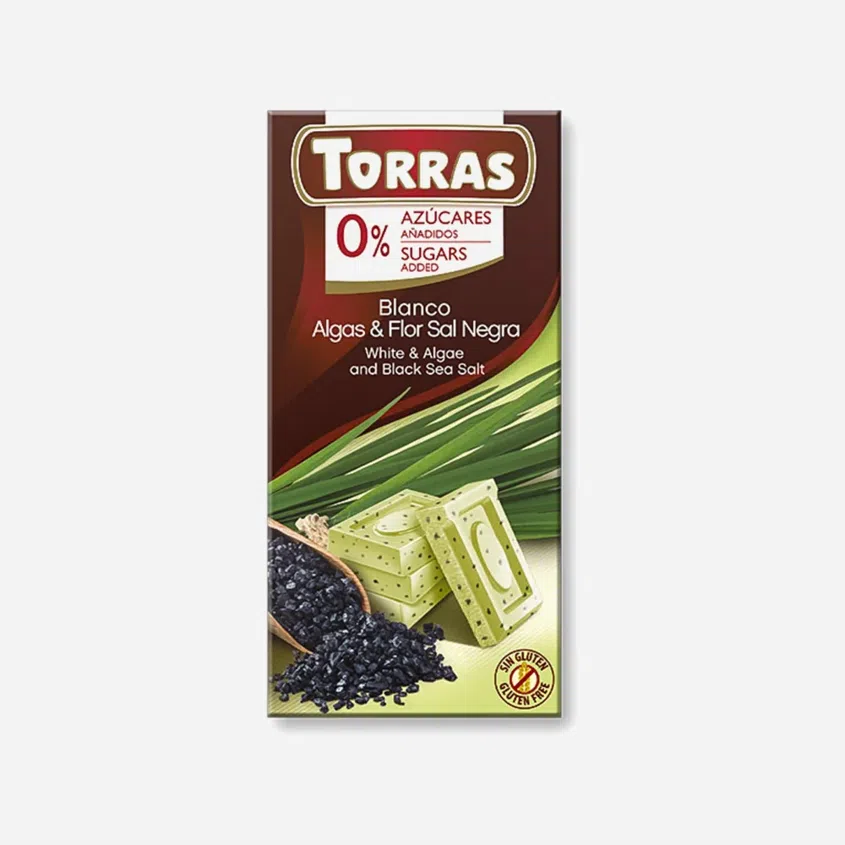 Bílá čokoláda s chlorelou a černou mořskou solí