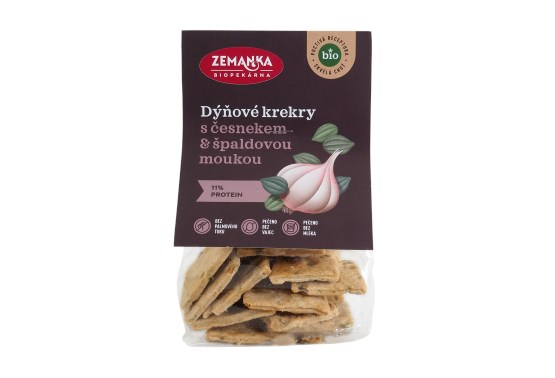 Biopekárna Zemanka Bio krekry s dýňovým semínkem a česnekem  100 g