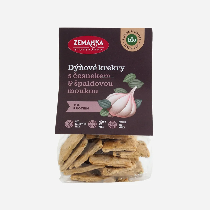 Biopekárna Zemanka Bio krekry s dýňovým semínkem a česnekem  100 g