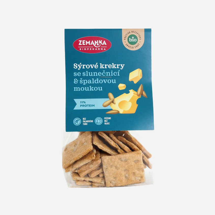 Biopekárna Zemanka Bio krekry se sýrem a slunečnicí  100 g