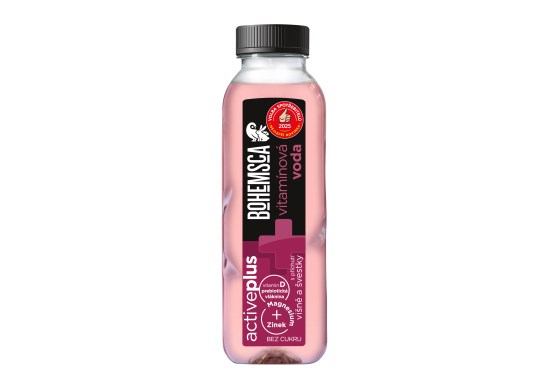 Bohemsca ACTIVE PLUS vitamin water VIŠEŇ a ŠVESTKA 390 ml