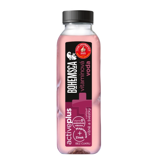 Bohemsca ACTIVE PLUS vitamin water VIŠEŇ a ŠVESTKA 390 ml