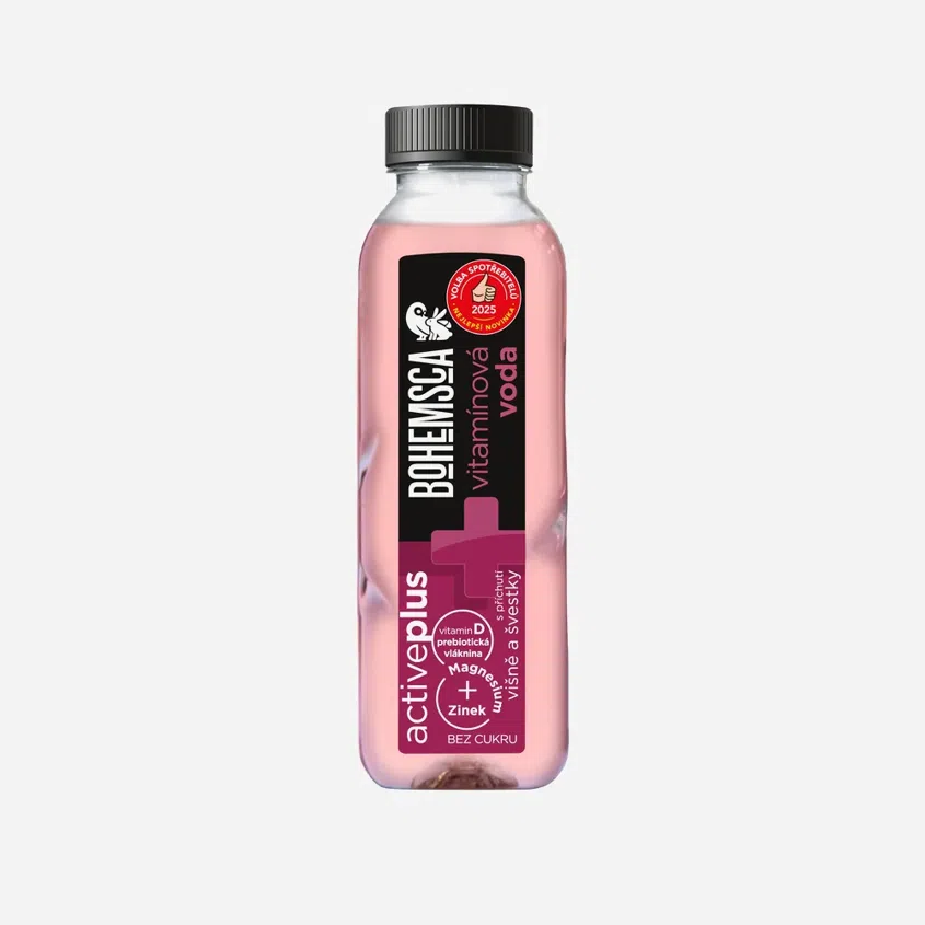 Bohemsca ACTIVE PLUS vitamin water VIŠEŇ a ŠVESTKA 390 ml