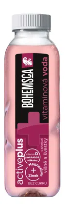 Bohemsca ACTIVE PLUS vitamin water VIŠEŇ a ŠVESTKA 390 ml