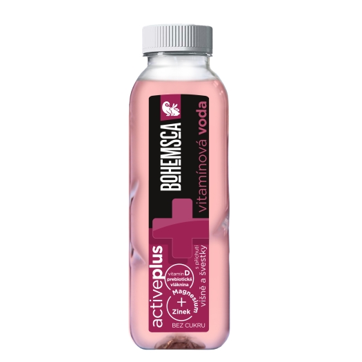 Bohemsca ACTIVE PLUS vitamin water VIŠEŇ a ŠVESTKA 390 ml