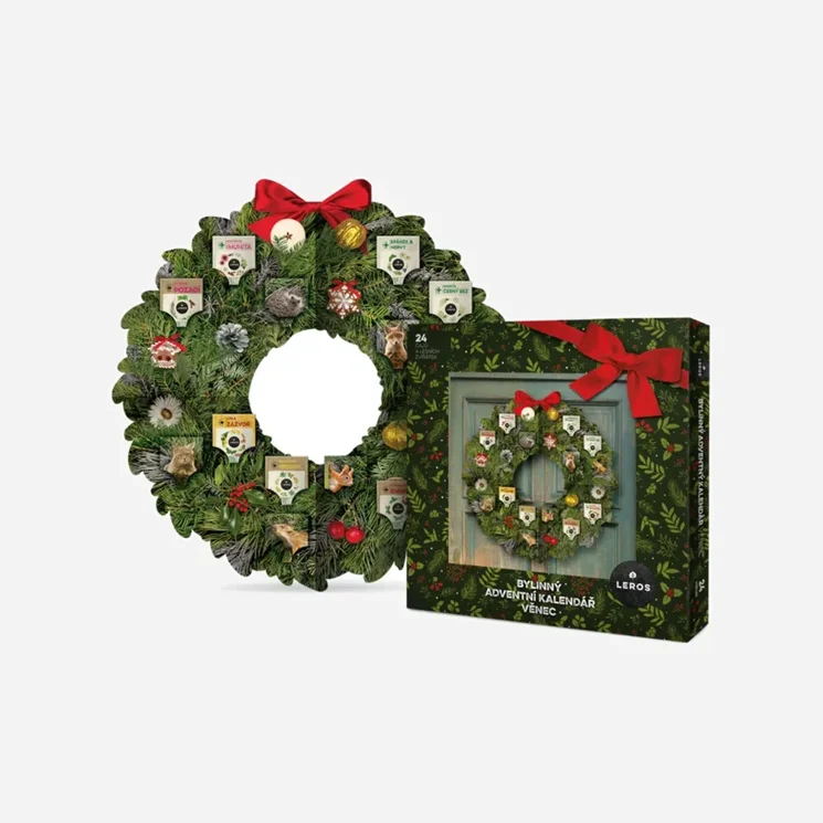 Bylinný adventní kalendář věnec