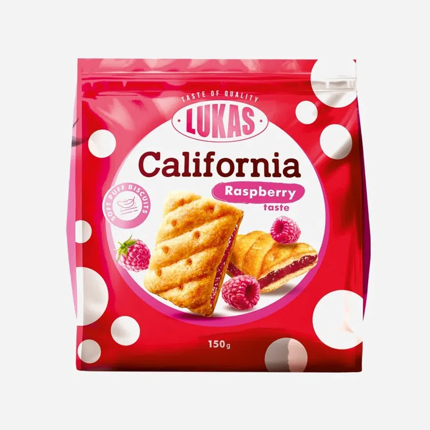 California sušenky z listového těsta s malinovou náplní