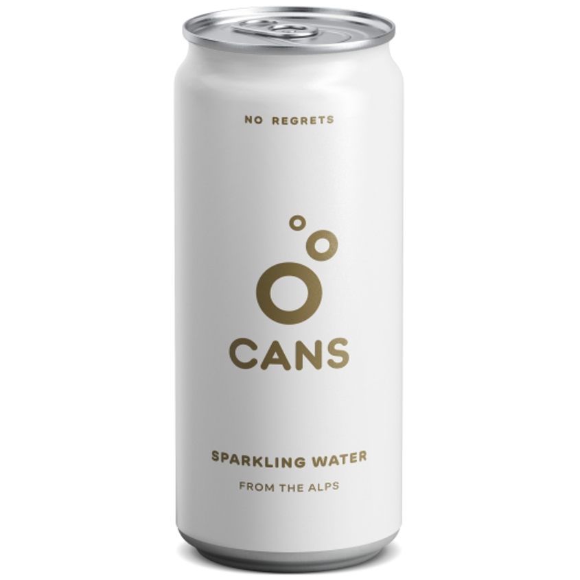 CANS jemně perlivá alpská voda 330ml expirace