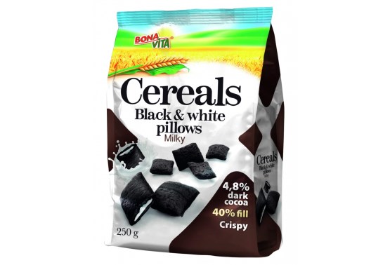 Cereálne vankúšiky Black white pillows s mliečnou náplňou