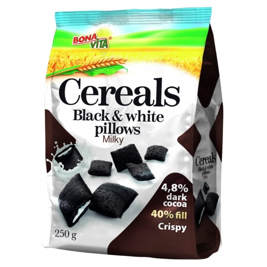 Cereálne vankúšiky Black white pillows s mliečnou náplňou