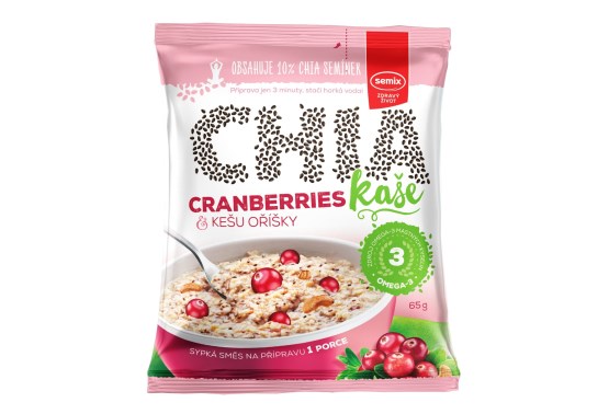 Chia kaša brusnice a kešu oriešky