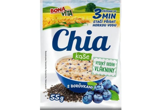 Chia kaša ovsená s čučoriedkami