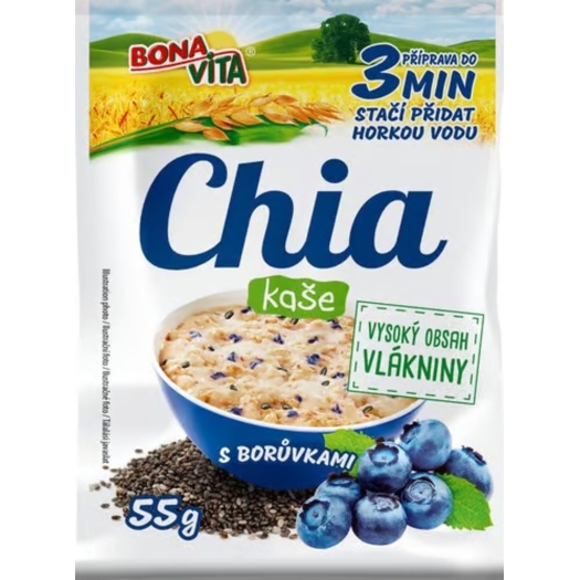 Chia kaše ovesná s borůvkami