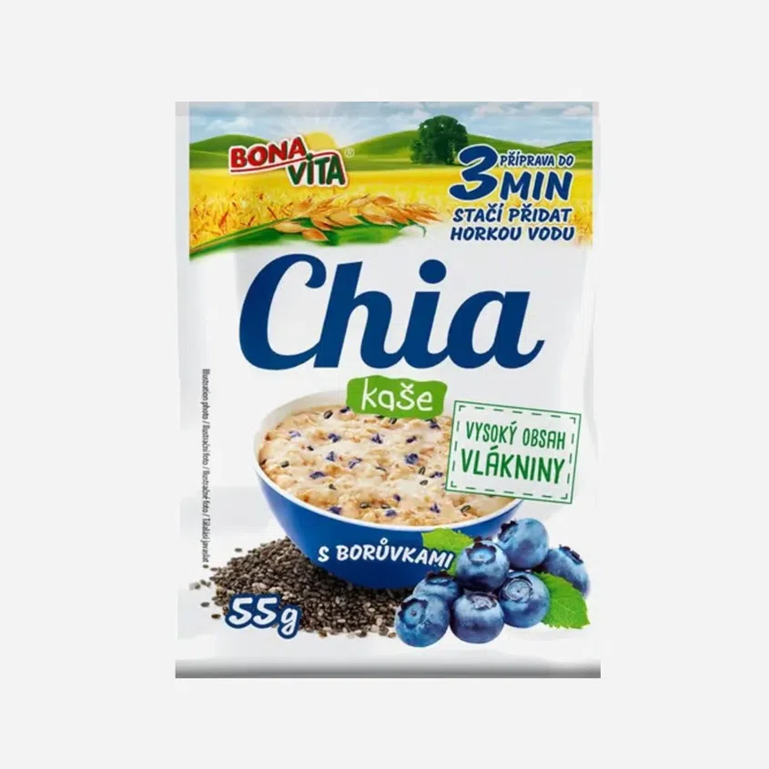 Chia kaše ovesná s borůvkami