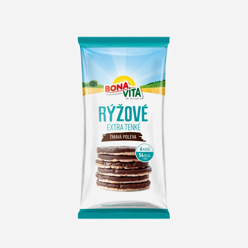Chlebíčky rýžové s kakaovou polevou