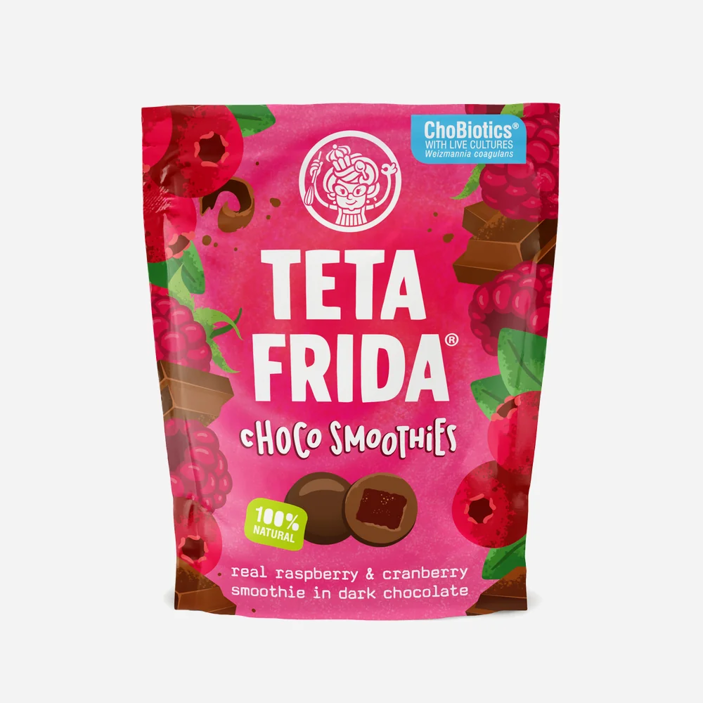 Choco Smoothies pravé maliny a brusinky v hořké čokoládě