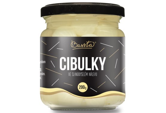 Cibulky ve slanokyselém nálevu sklo