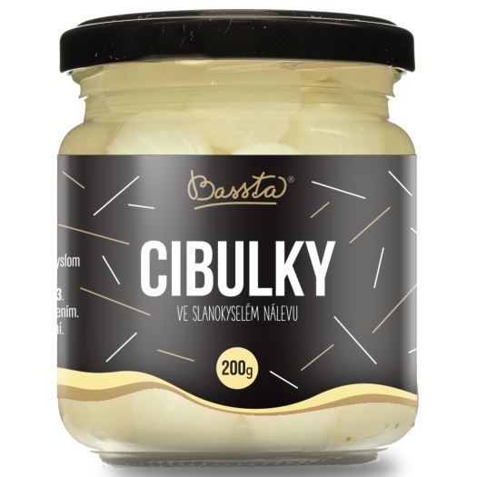 Cibulky ve slanokyselém nálevu sklo
