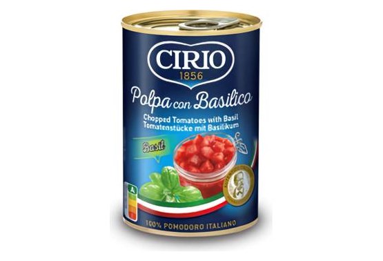 CIRIO Rajčata loupaná krájená s bazalkou 425ml EO