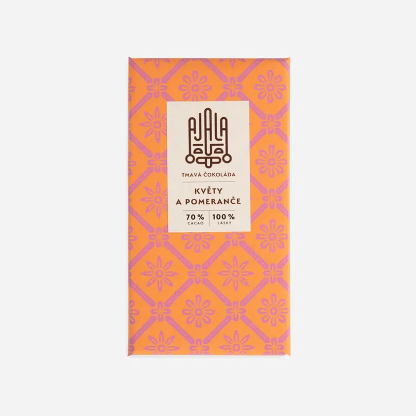Čokoláda květy a pomeranče 70 % kakaa