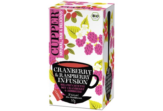 Cupper BIO s brusinkami a maliny 20x2,5g