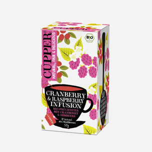 Cupper BIO s brusinkami a maliny 20x2,5g