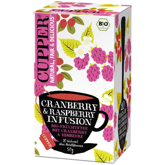 Cupper BIO s brusinkami a maliny 20x2,5g