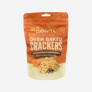Danvita Křehké pšeničné krekry se sýrem čedar a semínky 100g