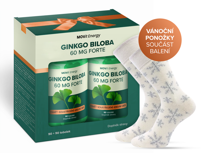 Dárkové balení Ginkgo Biloba 60 mg a vánoční ponožky