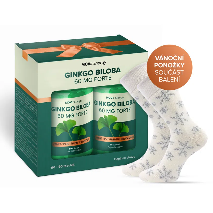 Dárkové balení Ginkgo Biloba 60 mg a vánoční ponožky