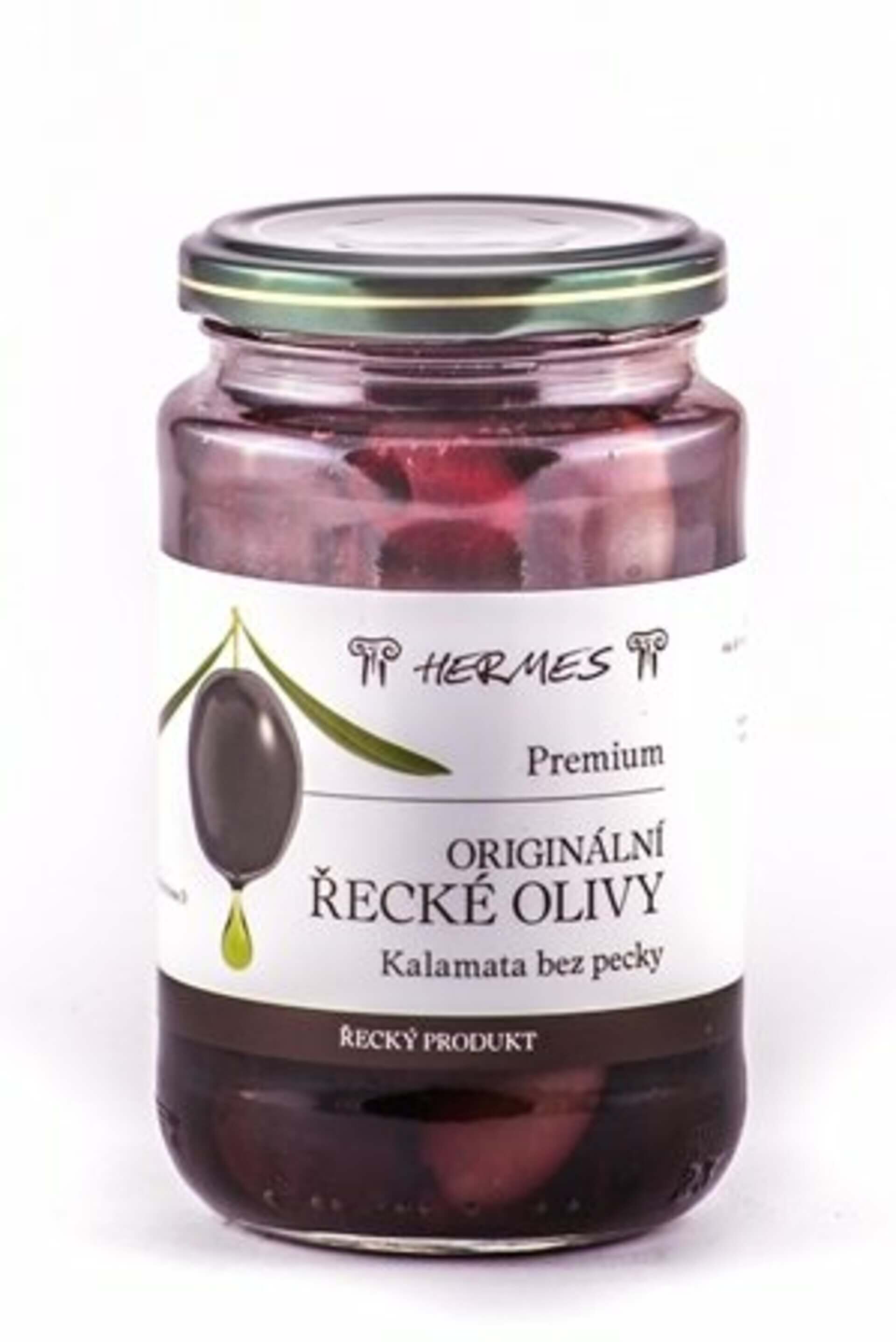 Levně Hermes Černé olivy Kalamata bez pecky 170 g