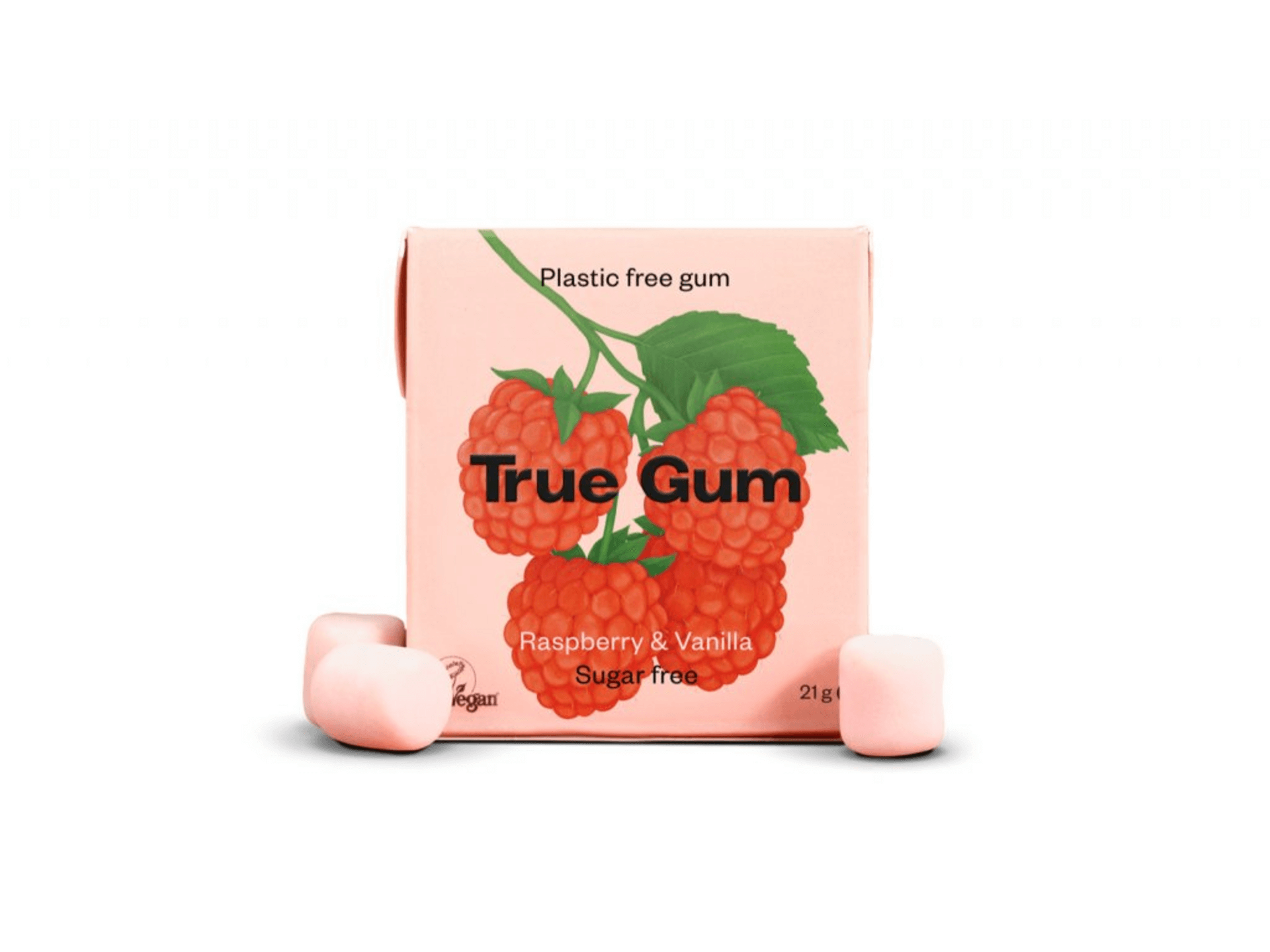 True gum Žvýkačky bez cukru s příchutí maliny a vanilky 21 g