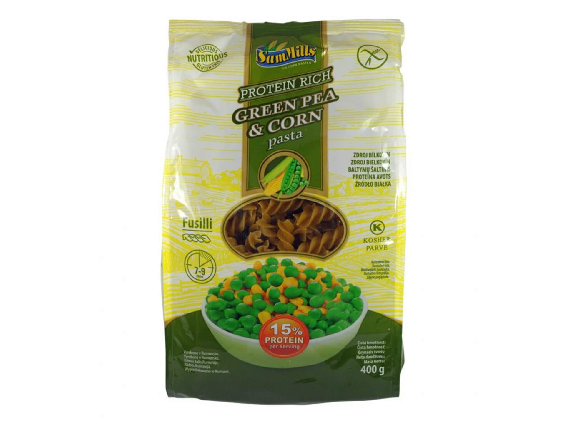 Levně Sam mills Bezlepkové kukuřičné těstoviny - Fusilli ze zeleného hrachu 400 g